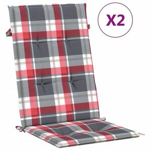 vidaXL 2 db piros kockás szövet magas háttámlájú székpárna 120x50x3 cm kép