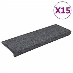 vidaXL 15 db szürke-fekete lépcsőszőnyeg 65x21x4 cm kép