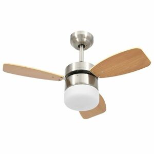 vidaXL világosbarna mennyezeti ventilátor lámpával/távirányítóval 76cm kép