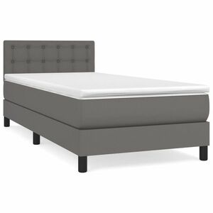 vidaXL szürke műbőr rugós ágy matraccal 90x190 cm kép