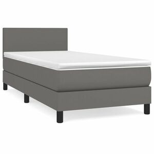 vidaXL szürke műbőr rugós ágy matraccal 90x190 cm kép
