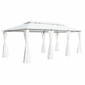 vidaXL fehér pavilon függönyökkel 600 x 298 x 270 cm 180 g/m² kép