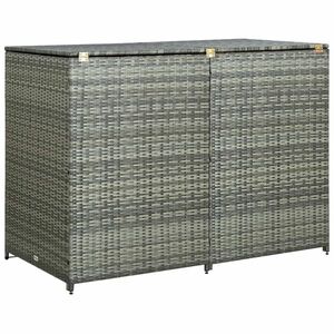 vidaXL antracit polyrattan dupla tároló gurulós kukához 148x77x111 cm kép