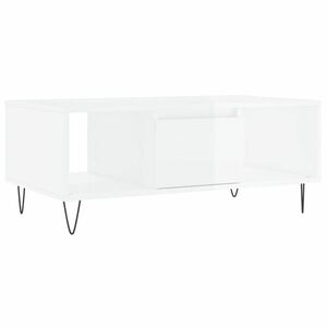 vidaXL magasfényű fehér szerelt fa dohányzóasztal 90 x 50 x 36, 5 cm kép