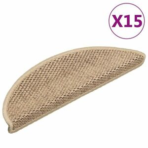 vidaXL 15 db szizál hatású homokszínű öntapadó lépcsőszőnyeg 56x17x3cm kép