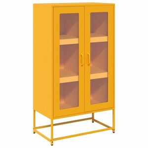 vidaXL Highboard Mustársárga 68x39x123 cm Acél kép