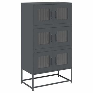 vidaXL Highboard antracit 68x39x123 cm Acél kép