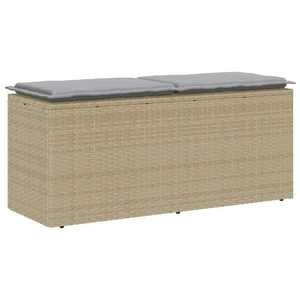 vidaXL bézs polyrattan kerti pad párnával 110x40x44 cm kép