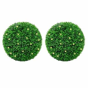 vidaXL 2 db zöld mesterséges boxwood gömbök LED fényekkel 55 cm kép