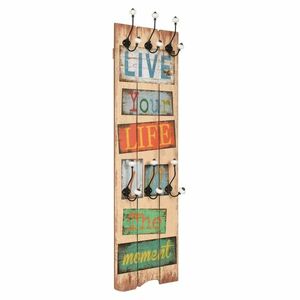 vidaXL falra szerelhető fogas 6 akasztóval 120 x 40 cm „LIVE LIFE” kép