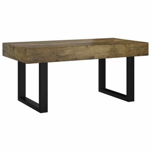 vidaXL sötétbarna és fekete MDF és vas dohányzóasztal 90x45x40 cm kép