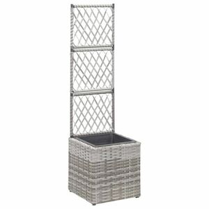 vidaXL szürke rácsos polyrattan virágtartó 1 kaspóval 30 x 30 x 107 cm kép