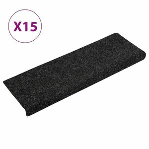 vidaXL 15 db tűvel lyuggatott fekete szövet lépcsőszőnyeg 65x21x4 cm kép