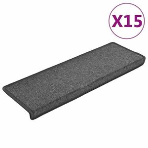 vidaXL 15 db sötétszürke lépcsőszőnyeg 65x21x4 cm kép