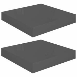 vidaXL 2 db magasfényű szürke MDF lebegő fali polc 23 x 23, 5 x 3, 8 cm kép