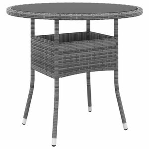 vidaXL szürke polyrattan és edzett üveg kerti asztal Ø80 x 75 cm kép