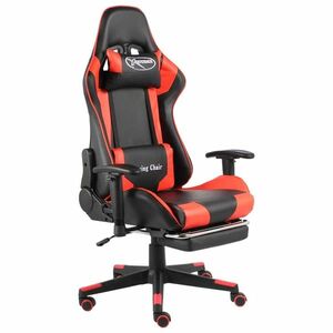 vidaXL piros PVC forgó gamer szék lábtartóval kép