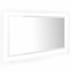 vidaXL magasfényű fehér akril LED-es fürdőszobatükör 90x8, 5x37 cm kép