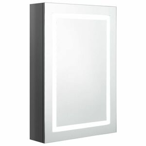 vidaXL fényes szürke LED-es tükrös fürdőszobaszekrény 50 x 13 x 70 cm kép