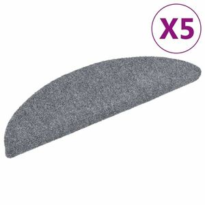 vidaXL 5 db világosszürke lyukasztott öntapadó lépcsőszőnyeg 56x17x3cm kép