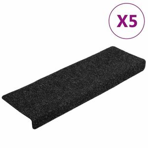 vidaXL 5 db fekete tűlyukasztott lépcsőszőnyeg 65x21x4 cm kép