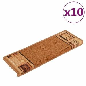 vidaXL 10 db bézs öntapadó lépcsőszőnyeg 65x21x4 cm kép