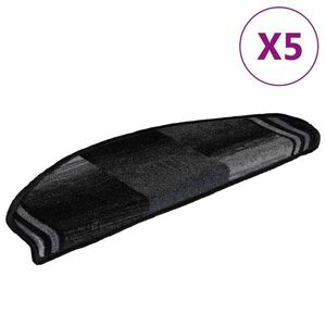 vidaXL 5 db fekete és szürke öntapadó lépcsőszőnyeg 65x21x4 cm kép