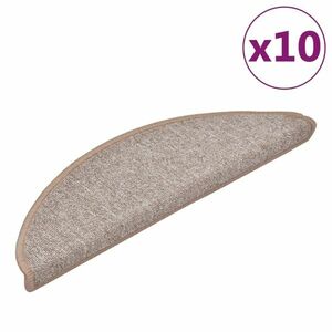 vidaXL 10 db világosbarna lépcsőszőnyeg 56x17x3 cm kép