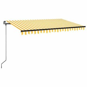 vidaXL sárga és fehér kézzel kihúzható LED-es napellenző 400 x 350 cm kép