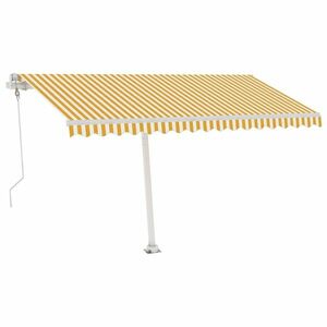 vidaXL sárga és fehér automata póznás napellenző 400 x 300 cm kép