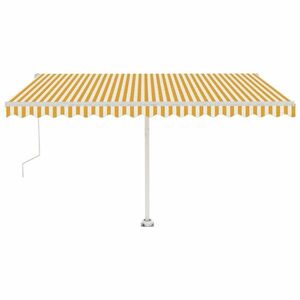 vidaXL sárga-fehér szélérzékelős és LED-es napellenző 450x350 cm kép