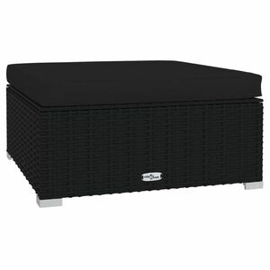 vidaXL fekete polyrattan kerti lábtartó párnával 70 x 70 x 30 cm kép