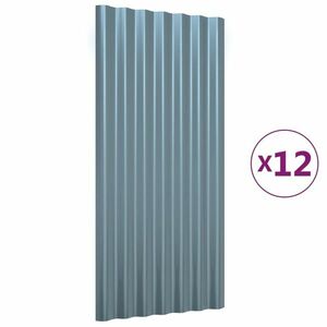 vidaXL 12 db szürke porszórt acél tetőpanel 80x36 cm kép