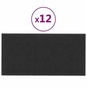 vidaXL 12 db fekete szövet fali panel 30 x 15 cm 0, 54 m² kép