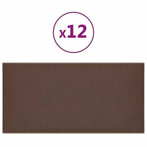 vidaXL 12 db barna műbőr fali panel 30 x 15 cm 0, 54 m² kép