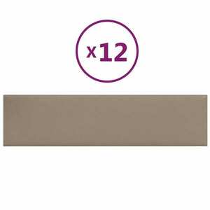 vidaXL 12 db cappuccino színű műbőr fali panel 60 x 15 cm 1, 08 m² kép