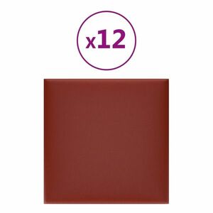 vidaXL 12 db bordó műbőr fali panel 30 x 30 cm 1, 08 m² kép