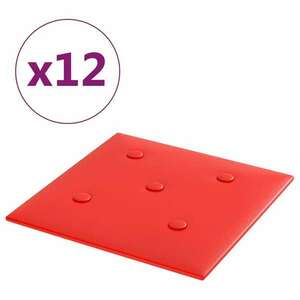 vidaXL 12 db piros műbőr fali panel 30 x 30 cm 1, 08 m² kép