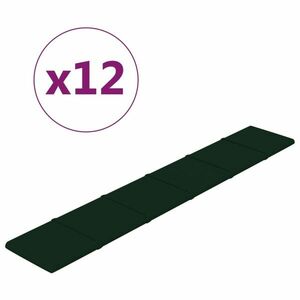 vidaXL 12 db sötétzöld bársony fali panel 90x15 cm 1, 62 m² kép