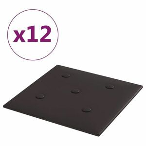 vidaXL 12 db fekete műbőr fali panel 30 x 30 cm 1, 08 m² kép