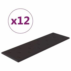 vidaXL 12 db fekete műbőr fali panel 90 x 30 cm 3, 24 m² kép