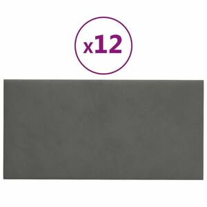 vidaXL 12 db sötétszürke bársony fali panel 30 x 15 cm 0, 54 m² kép