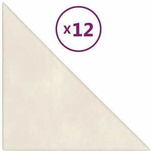 vidaXL 12 db krémszínű bársony fali panel 30 x 30 cm 0, 54 m² kép