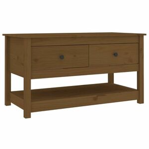 vidaXL mézbarna tömör fenyőfa dohányzóasztal 102 x 49 x 55 cm kép
