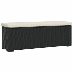 vidaXL fekete polyrattan zsámolypad párnával 110 x 30 x 40 cm kép