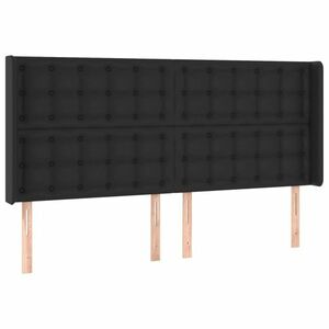 vidaXL fekete műbőr fejtámla szárnyakkal 203x16x118/128 cm kép