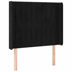 vidaXL fekete bársony fejtámla szárnyakkal 93x16x118/128 cm kép