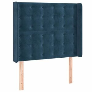 vidaXL sötétkék bársony fejtámla szárnyakkal 203x23x118/128 cm kép