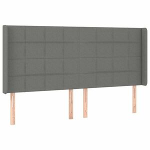 vidaXL sötétszürke szövet fejtámla szárnyakkal 203x16x118/128 cm kép