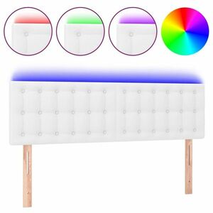 vidaXL fehér műbőr LED-es fejtámla 144 x 5 x 78/88 cm kép